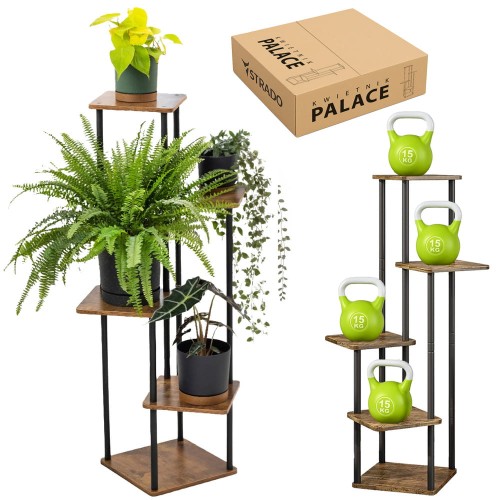 Kwietnik stojący metalowy PALACE - czarny stojak na 5 donic