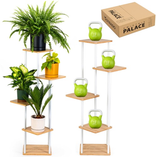 Kwietnik stojący metalowy PALACE - biały stojak na 5 donic