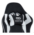 Fotel gamingowy EXTREME Vortex Black/White – tkanina, regulacja, poduszki