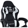 Fotel gamingowy EXTREME Vortex Black/White – tkanina, regulacja, poduszki