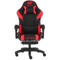 Fotel gamingowy INFINI Core Red – tkanina, podnóżek, ergonomia, poduszki