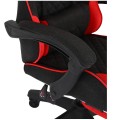 Fotel gamingowy INFINI Core Red – tkanina, podnóżek, ergonomia, poduszki