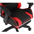 Fotel gamingowy INFINI Core Red – tkanina, podnóżek, ergonomia, poduszki