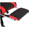 Fotel gamingowy INFINI Core Red – tkanina, podnóżek, ergonomia, poduszki