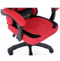 Fotel Gamingowy INFINI SYSTEM Red, Dwie poduszki premium, Wysuwany podnóżek,  Miękkie podłokietniki