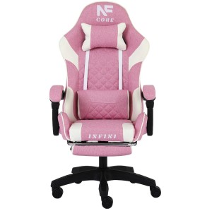 Fotel gamingowy INFINI Core Pink – tkanina, podnóżek, ergonomia