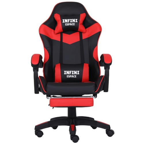 Fotel Gamingowy INFINI ESPACE Red – Regulowane Oparcie + Podnóżek