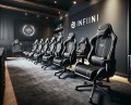 Fotel Gamingowy INFINI ThrustX Light Gray Tkanina + Podnóżek