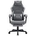Fotel Gamingowy DEUS EDGE Gray - Szary Tkanina + Podnóżek Ergonomiczny
