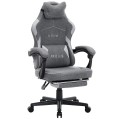 Fotel Gamingowy DEUS EDGE Gray - Szary Tkanina + Podnóżek Ergonomiczny