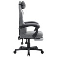 Fotel Gamingowy DEUS EDGE Gray - Szary Tkanina + Podnóżek Ergonomiczny