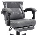 Fotel Gamingowy DEUS EDGE Gray - Szary Tkanina + Podnóżek Ergonomiczny