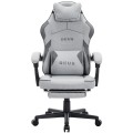Fotel Gamingowy DEUS EDGE Gray z Podnóżkiem Tkanina Ergo
