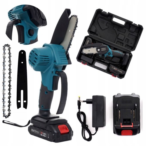 Mini Piła Akumulatorowa 4" 130 mm Łańcuchowa do Przycinania 2x Bateria