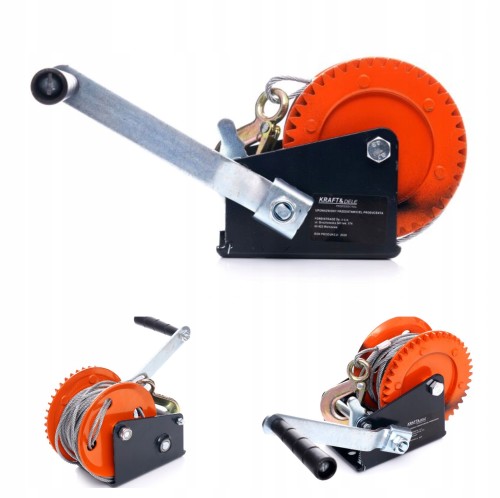 Wyciągarka korbowa linowa 3500Ibs 10m z hakiem Kraft&Dele hak holowniczy
