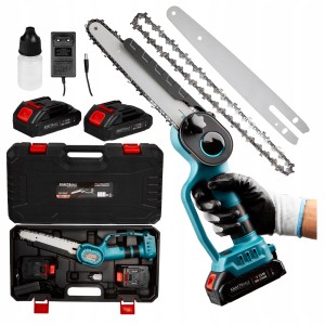 Mini Piła Akumulatorowa 8" 240 mm Łańcuchowa do Przycinania 2x Bateria