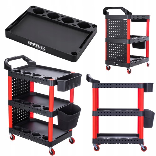 Wózek Warsztatowy Serwisowy na Narzędzia Mocny Szafka 3 Półki KRAFT&DELE