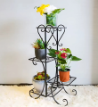 KWIETNIK METALOWY STOJAK NA KWIATY LOFTOWY STOJĄCY LOFT CZARNY 4-POZIOMOWY [KWIETNIK5]