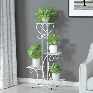 KWIETNIK METALOWY STOJAK NA KWIATY LOFTOWY STOJĄCY LOFT BIAŁY 4-POZIOMOWY [KWIETNIK6]