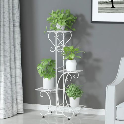 KWIETNIK METALOWY STOJAK NA KWIATY LOFTOWY STOJĄCY LOFT BIAŁY 4-POZIOMOWY [KWIETNIK6]