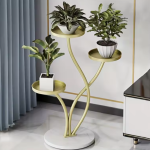 KWIETNIK STOJĄCY METALOWY STOJAK NA ROŚLINY ZŁOTO-BIAŁY 3-POZIOMOWY [KWIETNIK13]