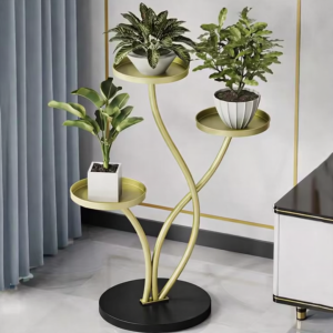 KWIETNIK STOJĄCY METALOWY STOJAK NA ROŚLINY ZŁOTO-CZARNY 3-POZIOMOWY [KWIETNIK14]