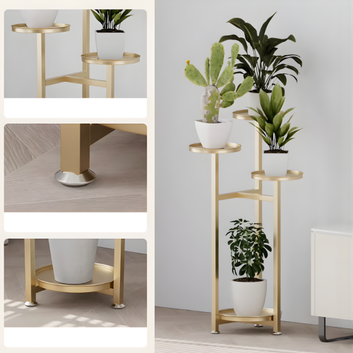 KWIETNIK STOJĄCY METALOWY STOJAK NA ROŚLINY ZŁOTY 4-POZIOMOWY 80 CM [KWIETNIK18]