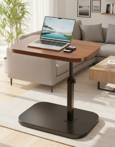 STOLIK BOCZNY REGULOWANA WYSOKOŚĆ KAWOWY POMOCNICZY LOFT ORZECH BRĄZOWY [STOLIK104]