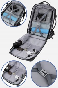 PLECAK DO SAMOLOTU TURYSTYCZNY RYANAIR 40x20x25 CM JASNY SZARY Z TORBĄ NA BUTY I ZAWIESZKĄ [PLECAK121]