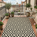 WODOODPORNY DYWAN TARASOWY ZEWNĘTRZNY 160x230 CM CZARNO-BEŻOWY ROMBY [DYWAN10]
