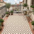 WODOODPORNY DYWAN TARASOWY ZEWNĘTRZNY 160x230 CM BEŻOWO-BIAŁY ROMBY [DYWAN12]