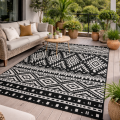 WODOODPORNY DYWAN TARASOWY ZEWNĘTRZNY 160x230 CM CZARNO-BIAŁY ETNO [DYWAN14]