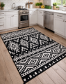 WODOODPORNY DYWAN TARASOWY ZEWNĘTRZNY 160x230 CM CZARNO-BIAŁY ETNO [DYWAN14]