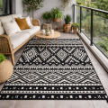 WODOODPORNY DYWAN TARASOWY ZEWNĘTRZNY 160x230 CM CZARNO-BIAŁY ETNO [DYWAN14]