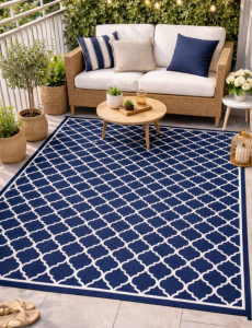 WODOODPORNY DYWAN TARASOWY ZEWNĘTRZNY 160x230 CM GRANATOWY [DYWAN18]