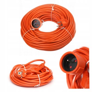 Przedłużacz Ogrodowy Budowlany 3 Żyłowy 50m 1 Gniazdo Pomarańczowy