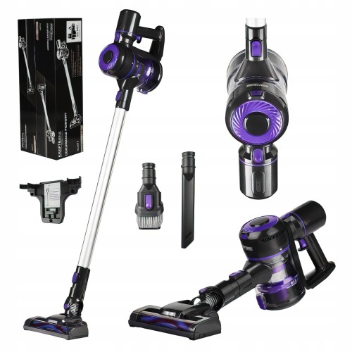 Bezprzewodowy Odkurzacz Pionowy LED 0,8L Fioletowy 2200mAh Kraft&Dele