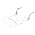 Składana suszarka na kaloryfer metalowa biała 55x50,5 cm – 10 prętów, pojemność 6 kg, rozkładane skrzydło, do łazienki i balkonu
