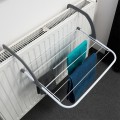 Składana suszarka na kaloryfer metalowa biała 55x50,5 cm – 10 prętów, pojemność 6 kg, rozkładane skrzydło, do łazienki i balkonu