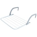 Składana suszarka na kaloryfer metalowa biała 55x50,5 cm – 10 prętów, pojemność 6 kg, rozkładane skrzydło, do łazienki i balkonu