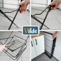 Pionowa suszarka na pranie 3-poziomowa Vilde, metalowa czarna 62x46,5x137,5 cm, 26 prętów, pojemność 12,5 m suszenia, składana, stabilna konstrukcja do wnętrz i na balkon