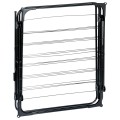 Pionowa suszarka na pranie 3-poziomowa Vilde, metalowa czarna 62x46,5x137,5 cm, 26 prętów, pojemność 12,5 m suszenia, składana, stabilna konstrukcja do wnętrz i na balkon