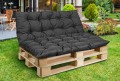 Zestaw Poduszka ogrodowa 120/80 cm + 120/40 cm na ławkę palety wodoodporna czarna