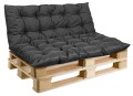 Zestaw Poduszka ogrodowa 120/80 cm + 120/40 cm na ławkę palety wodoodporna czarna