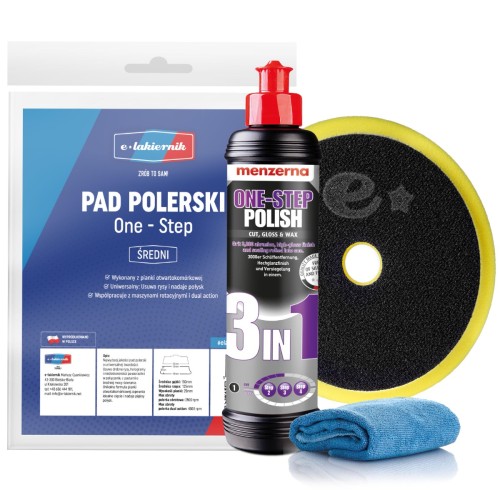 Pasta Polerska Menzerna Do Lakieru 3w1 One Step 250ml + Pad Polerski Średni