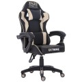 Fotel gamingowy Enzo Beige – ergonomiczny fotel dla graczy, regulacja oparcia i poduszek, skóra ekologiczna