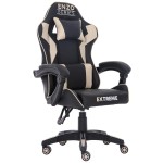 Fotel gamingowy Enzo Beige – ergonomiczny fotel dla graczy, regulacja oparcia i poduszek, skóra ekologiczna