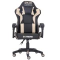 Fotel gamingowy Enzo Beige – ergonomiczny fotel dla graczy, regulacja oparcia i poduszek, skóra ekologiczna