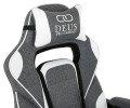 Fotel gamingowy DEUS X-Stream Gray/White — ergonomiczny z wysuwanym podnóżkiem, tkanina, 2 poduszki, kauczukowe kółka, regulowane oparcie 