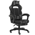 Deus X-Stream Fotel gamingowy z tkaniny z podnóżkiem i regulowanymi poduszkami – ciemnoszary, ergonomiczny, kółka kauczukowe 